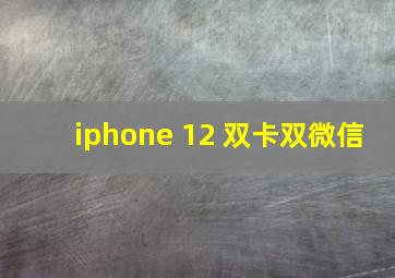 iphone 12 双卡双微信